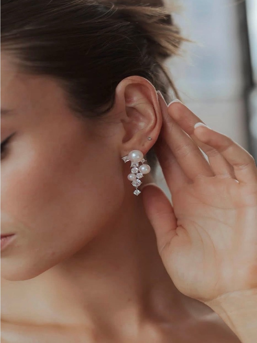 UNTAMED PETALS Alexandria Pearl and Crystal Drop Earrings